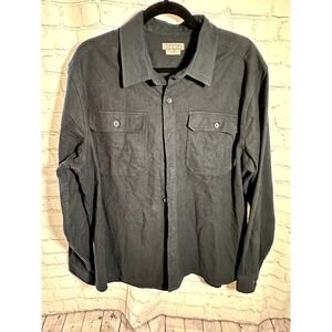 Eddie Bauer Mens Large Gray Cotton Flannel Button Down Long Sleeve Shirt 1624871